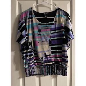 Style & Co. size PS Ladies top polyester lined geometric black white purple mint